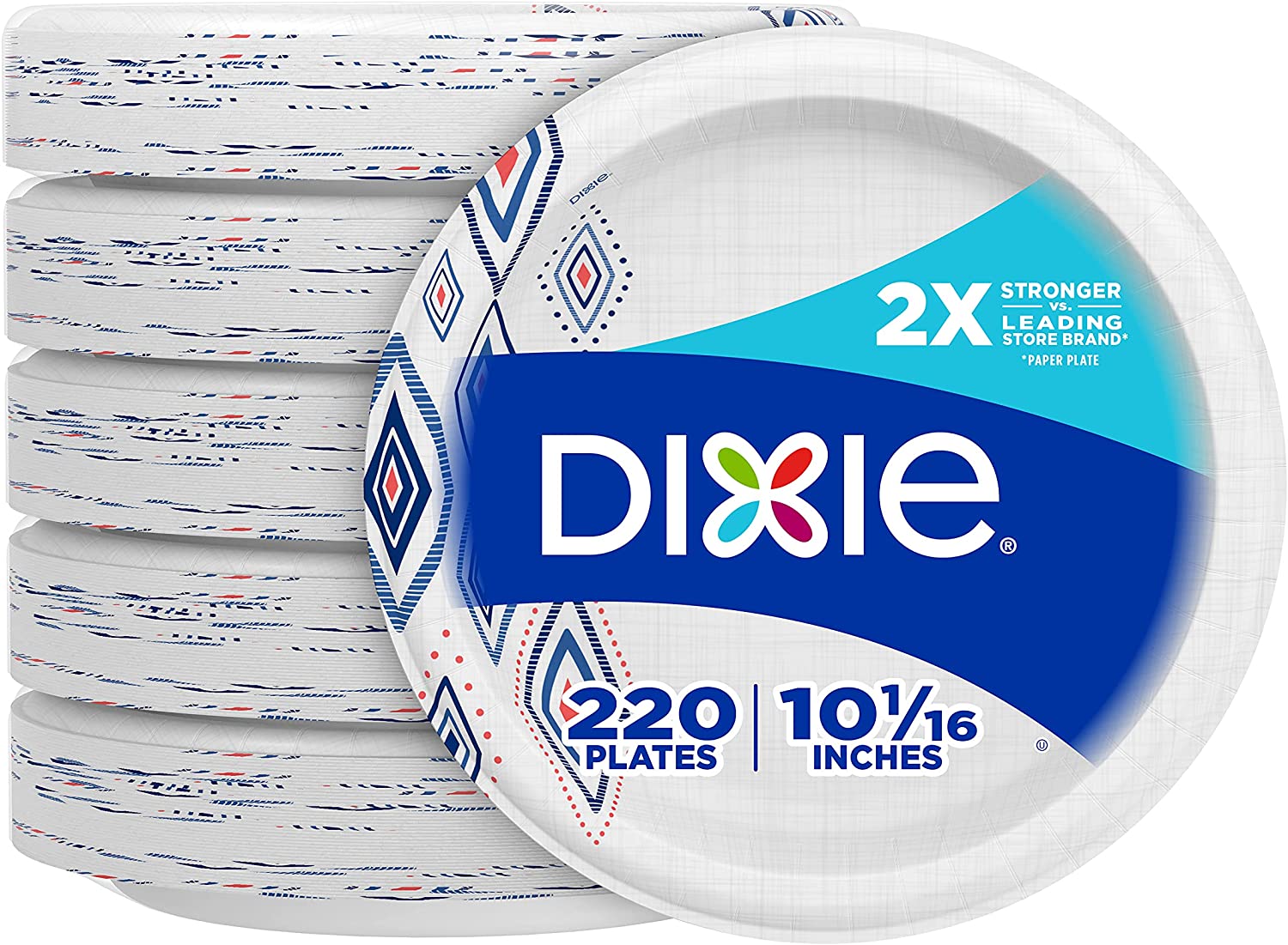 Dixie Paper Plates 10 1 16 inch Dinner Size Printed Disposable Plate 220 count 5 packs of 44 Plates Packaging Design May Vary