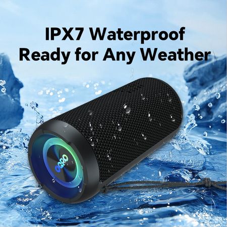OQPO X10 Portable Outdoor Bluetooth Speaker – 24W Stereo Sound, IPX7 Waterproof, Deep Bass, RGB Lights, 30H Playtime & Dual Pairing